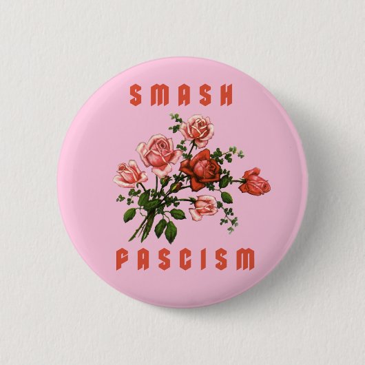 Retro Bloemen - Smash Fascism Ronde Button 5,7 Cm (Voorkant)