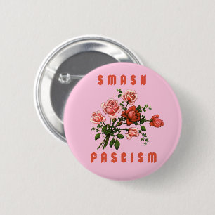 Retro Bloemen - Smash Fascism Ronde Button 5,7 Cm