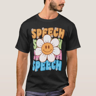 Retro Bloemen Spraaktherapie SLP Speech Therapeut T-shirt