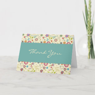 Retro Bloemen · Turquoise · Bedankkaart