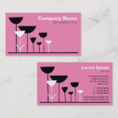 Retro Bloemen v2 - Roze Visitekaartje (Voorkant / Achterkant)