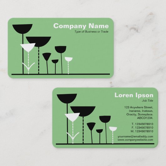 Retro Bloemen v2 - Sage Visitekaartje (Voorkant / Achterkant)