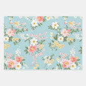 RETRO-BLOEMEN VERPAKKINGSPAPIER SET INPAKPAPIER VEL (Voorkant 2)