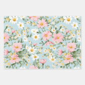RETRO-BLOEMEN VERPAKKINGSPAPIER SET INPAKPAPIER VEL (Voorkant)