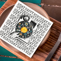 Retro bloemen vinyl Verjaardag gepersonaliseerd