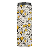 Retro Bloemen zwart geel blokprint Thermosbeker (Achterkant)