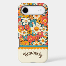 Retro bloemendaisi telefoonhoesje – Aangepaste naa