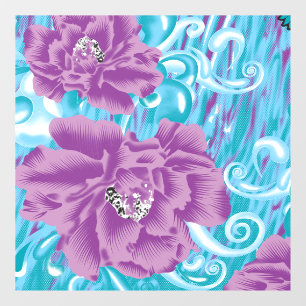 Retro bloemendopamine-vensterfolie raamsticker