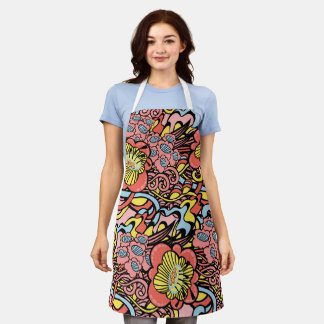 Retro Bloemendwirl Schort