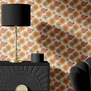 Retro bloemenexplosie op crème behang