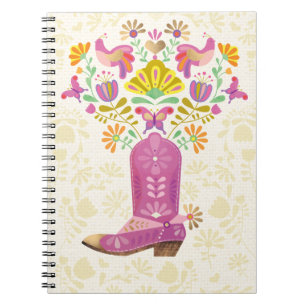 Retro bloemenlaars Cowboy, notitieblok Notitieboek