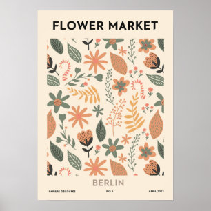 Retro Bloemenmarkt Berlijn Kleurrijke Bloemen Poster