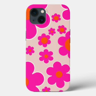 Retro Bloemenmarkt Florence Abstract Roze Bloemen iPhone 13 Hoesje