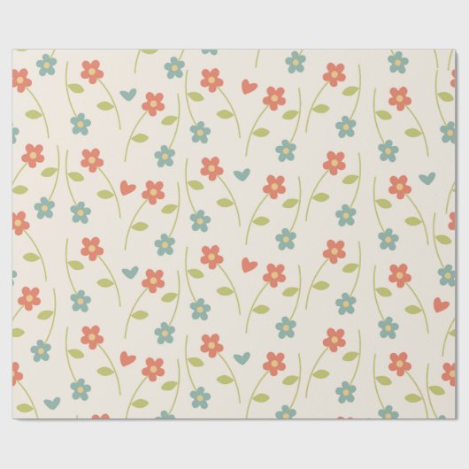 Retro bloemenmotief Schattigee bloemen Elegant Cadeaupapier (Vlak)