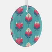 Retro bloemennaadloos patroon. glas ornament (Voorkant Rechts)