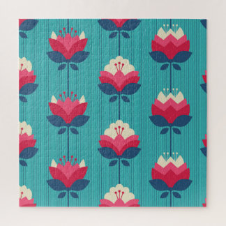 Retro bloemennaadloos patroon. legpuzzel