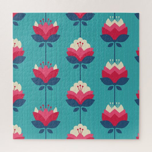 Retro bloemennaadloos patroon. legpuzzel (Verticaal)