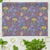 Retro bloemenontwerp met bloemen en vruchten. theedoek (Gevouwen)