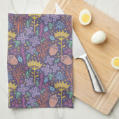 Retro bloemenontwerp met bloemen en vruchten. theedoek (Quarter Fold)