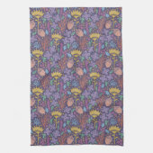 Retro bloemenontwerp met bloemen en vruchten. theedoek (Verticaal)