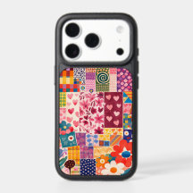 Retro bloemenpatchwork iPhone 17 Pro Hoesje