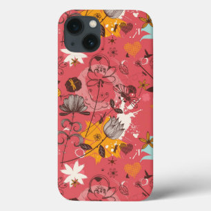 Retro bloemenpatroon 2 iPhone 13 hoesje