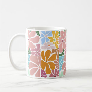 Retro Bloemenpatroon – Kleurrijke Bloem Koffiemok