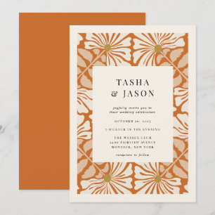 Retro bloemenpatroon Lijst bruiloft uitnodiging