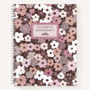 Retro bloemenpatroon monogram notitieboek