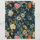 Retro bloemenpatroon papier (Voorkant / Achterkant)