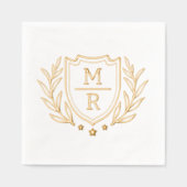 Retro bloemenstijl Folie Gestempeld servetten. Folie Servetten (Voorkant)