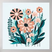 Retro bloementuin poster (Voorkant)