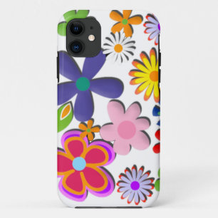 Retro BloemenVector van flower power iPhone 11 Hoesje