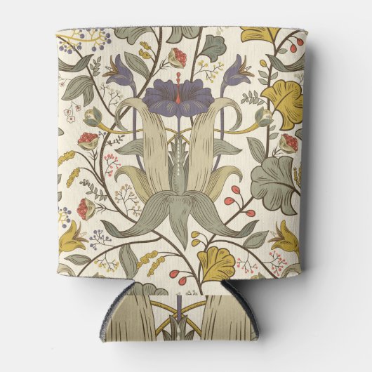 Retro bloemenverticaal naadloos ontwerp. blikjeskoeler (Voorkant)