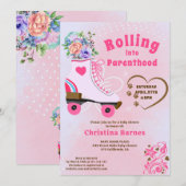 Retro bloemige turquoise rollerschaats boho baby s kaart (Voorkant / Achterkant)