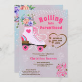 Retro bloemige turquoise rollerschaats boho baby s kaart (Voorkant / Achterkant)