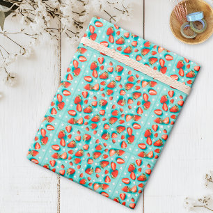 Retro bloemige verjaardagscadeau aardbei cadeaupapier