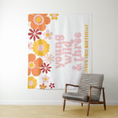 Retro Bloemige Young Wild Drie Verjaardagsbanner Wandkleed (In situ)