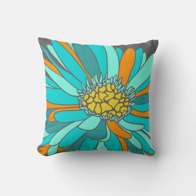 retro bloemkussen kussen (Voorkant)