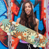 Retro Bloemmotief Cool Trend Skateboard