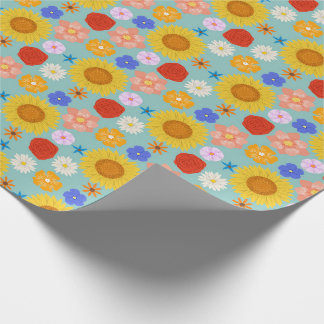 Retro Bloemmotief Inpakpapier