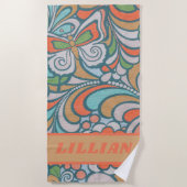 Retro  bloemmotief strandlaken (Voorkant)