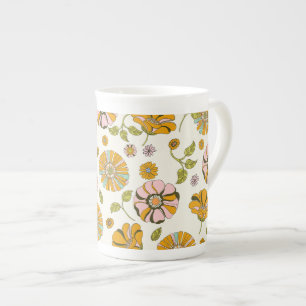 Retro bloemmotief uit de jaren 70 porselein kop
