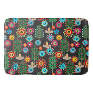 Retro, bloempatroon badmat