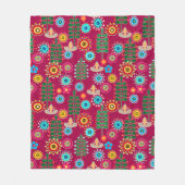 Retro, bloempatroon fleece deken (Voorkant)