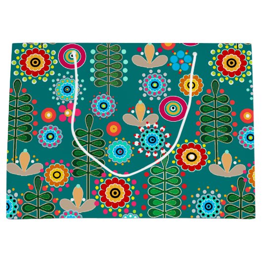 Retro, bloempatroon groot cadeauzakje (Voorkant)