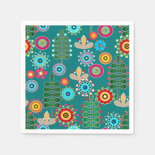 Retro, bloempatroon servet