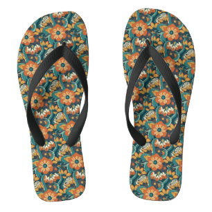 Retro bloempatroon teenslippers