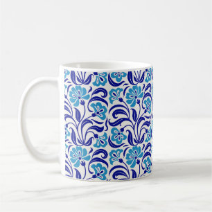 Retro bloempatroon Vintage blauwgroene Botanica Koffiemok
