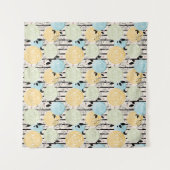 Retro, bloempatroon wandkleed (Voorkant (horizontaal))